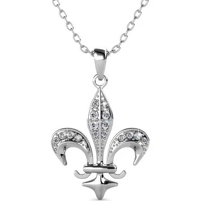 silver pendant necklace fleur de lis