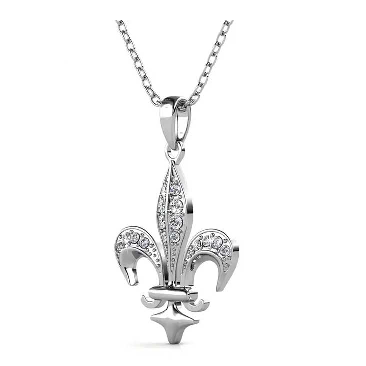 silver pendant necklace fleur de lis