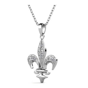 silver pendant necklace fleur de lis frenelle