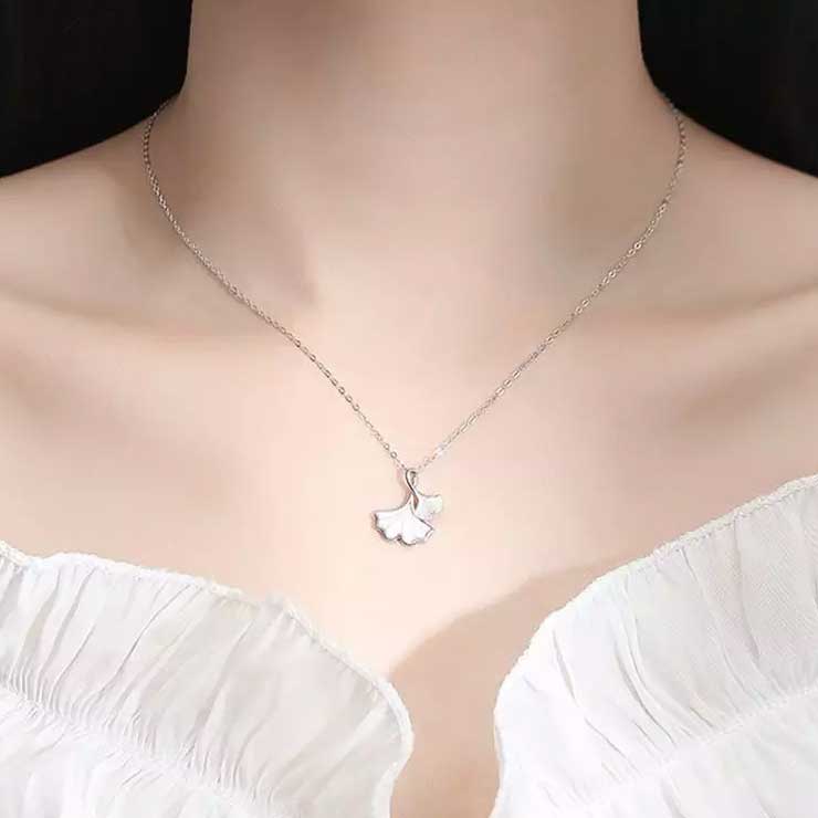 jewellery set silver gingko