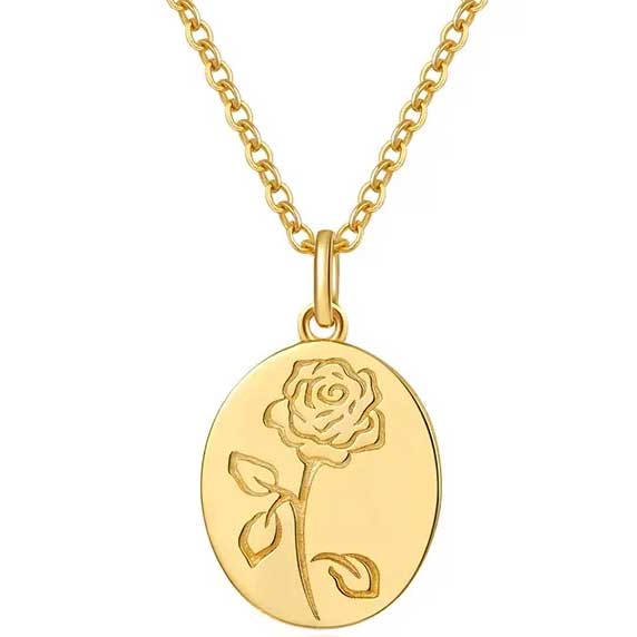 gold pendant necklace rose