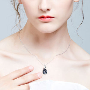smokey grey crystal necklace silver