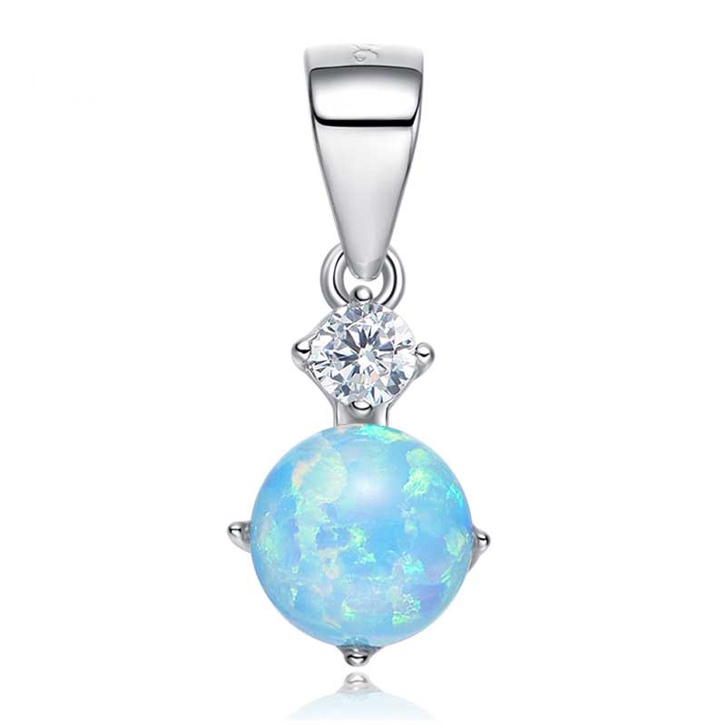 Blue opal silver necklace pendant jewellery
