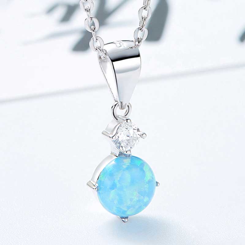 Blue Opal Pendant Necklace in Sterling Silver | Ruby & Oscar