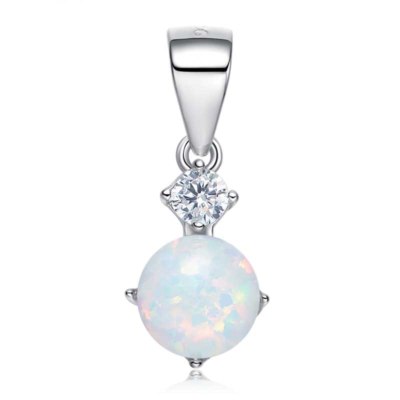 opal necklace silver crystal
