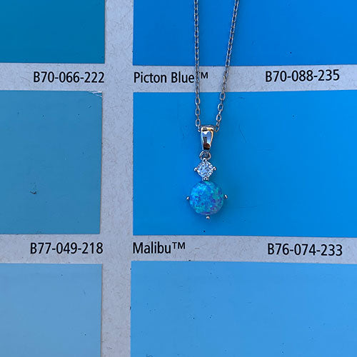 Blue opal silver necklace pendant jewellery