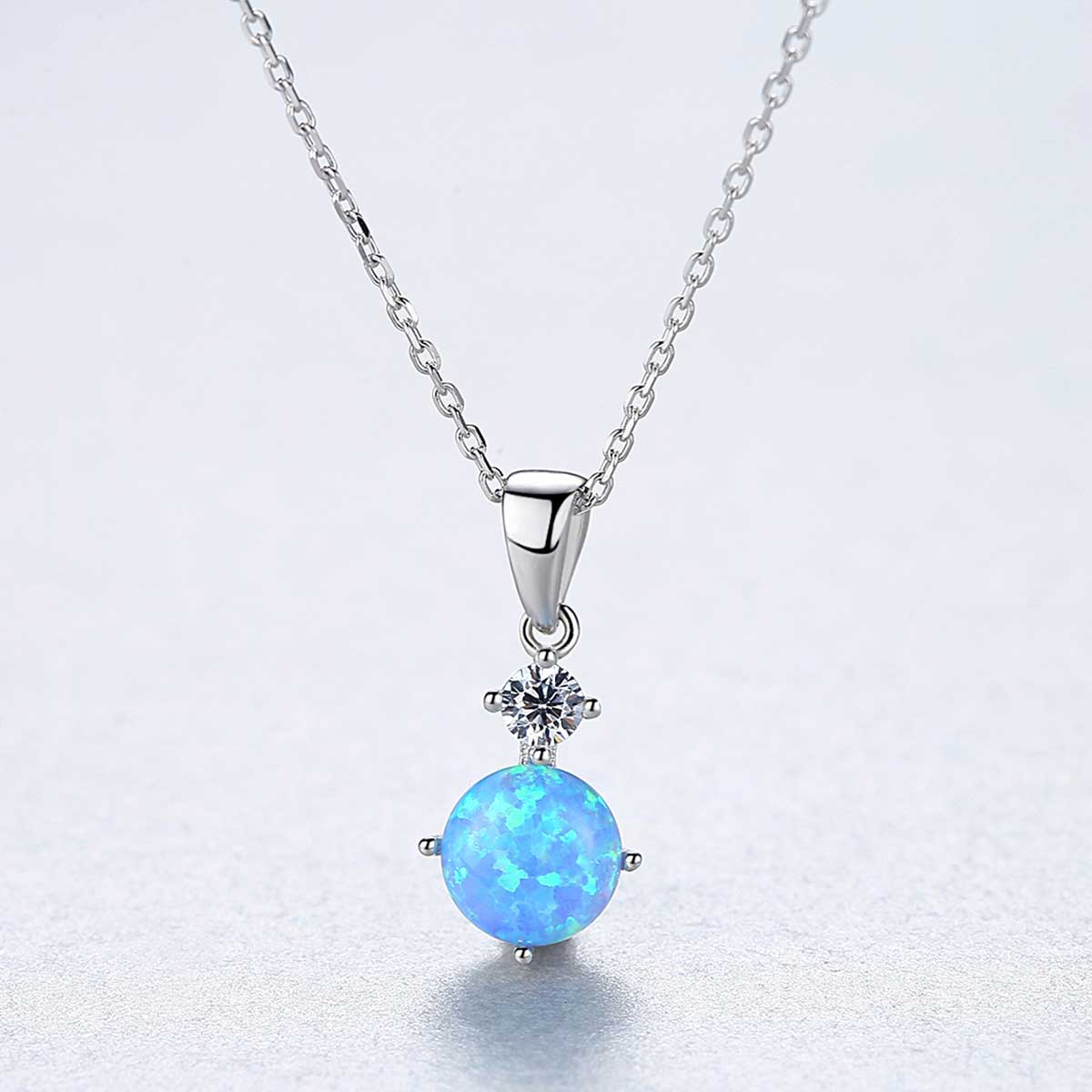 Blue opal silver necklace pendant jewellery