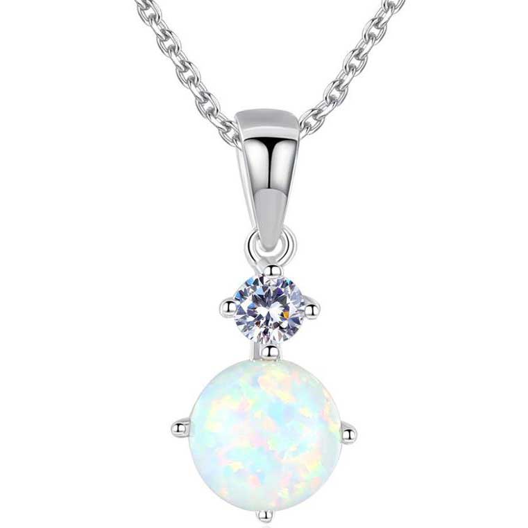 opal necklace silver