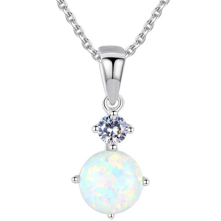 opal swarovski bridal necklace silver