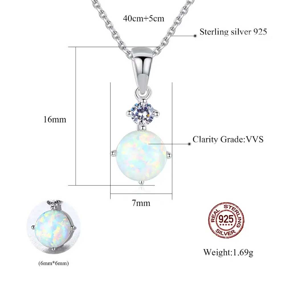 opal necklace silver 925