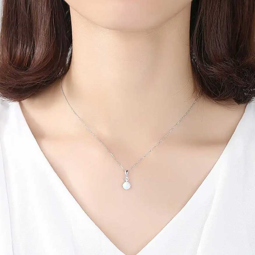 opal necklace silver frenelle