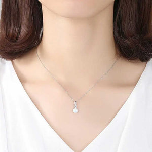 925 Sterling Silver Crystal Opal Necklace "Greer" (White)