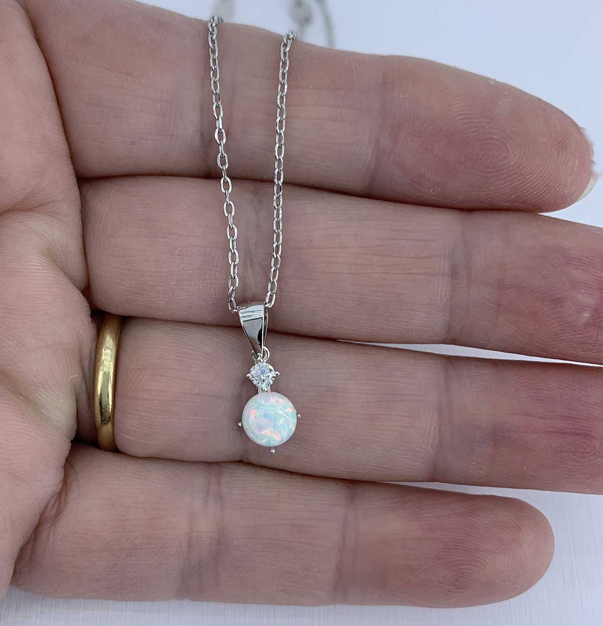 White opal hot sale necklace silver