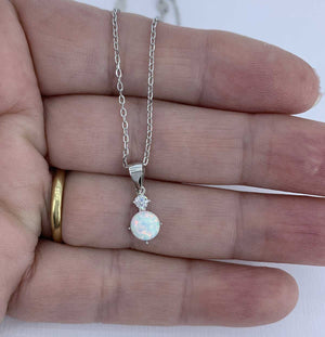 opal swarovski bridal necklace silver