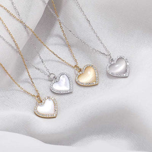 silver heart necklace diamonds