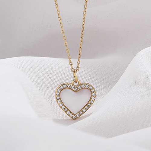 gold heart necklace diamonds