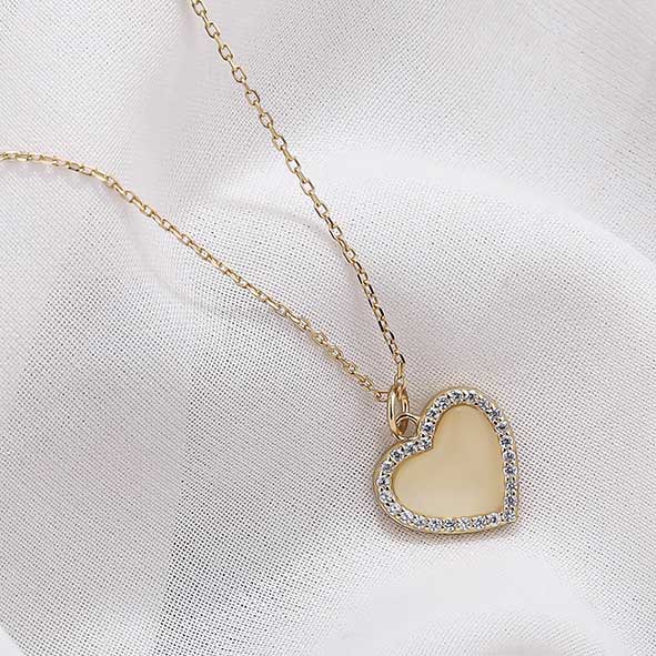 gold heart necklace diamonds