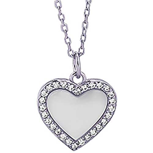 silver heart necklace diamonds