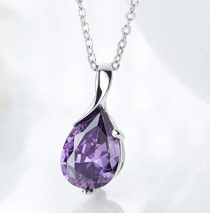 925 Sterling Silver Amethyst Crystal Necklace "Iris"