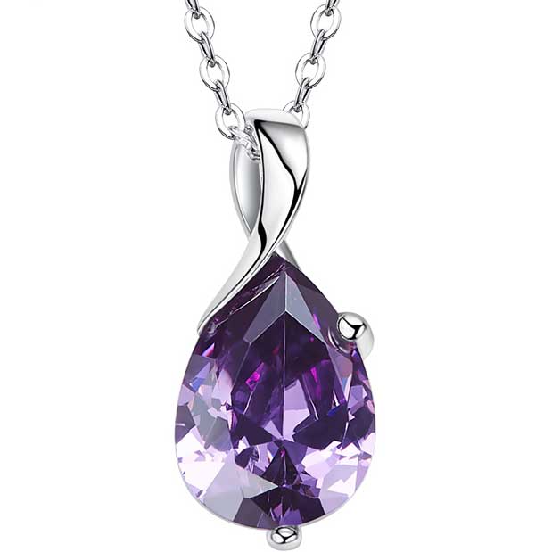 925 Sterling Silver Amethyst Crystal Necklace "Iris"