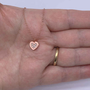 rose gold jewellery set crystals heart shape on hand