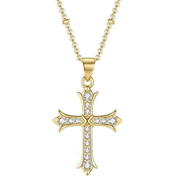 gold religious cross necklace jewellery
