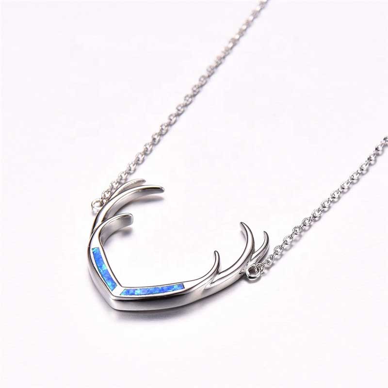 stag deer antlers opal silver nz necklace pendant