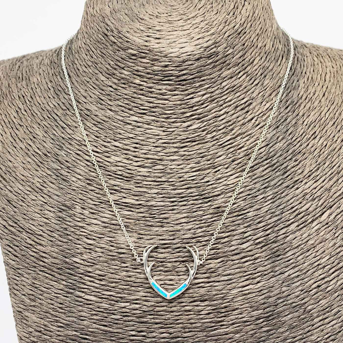 stag deer antlers opal silver nz necklace pendant