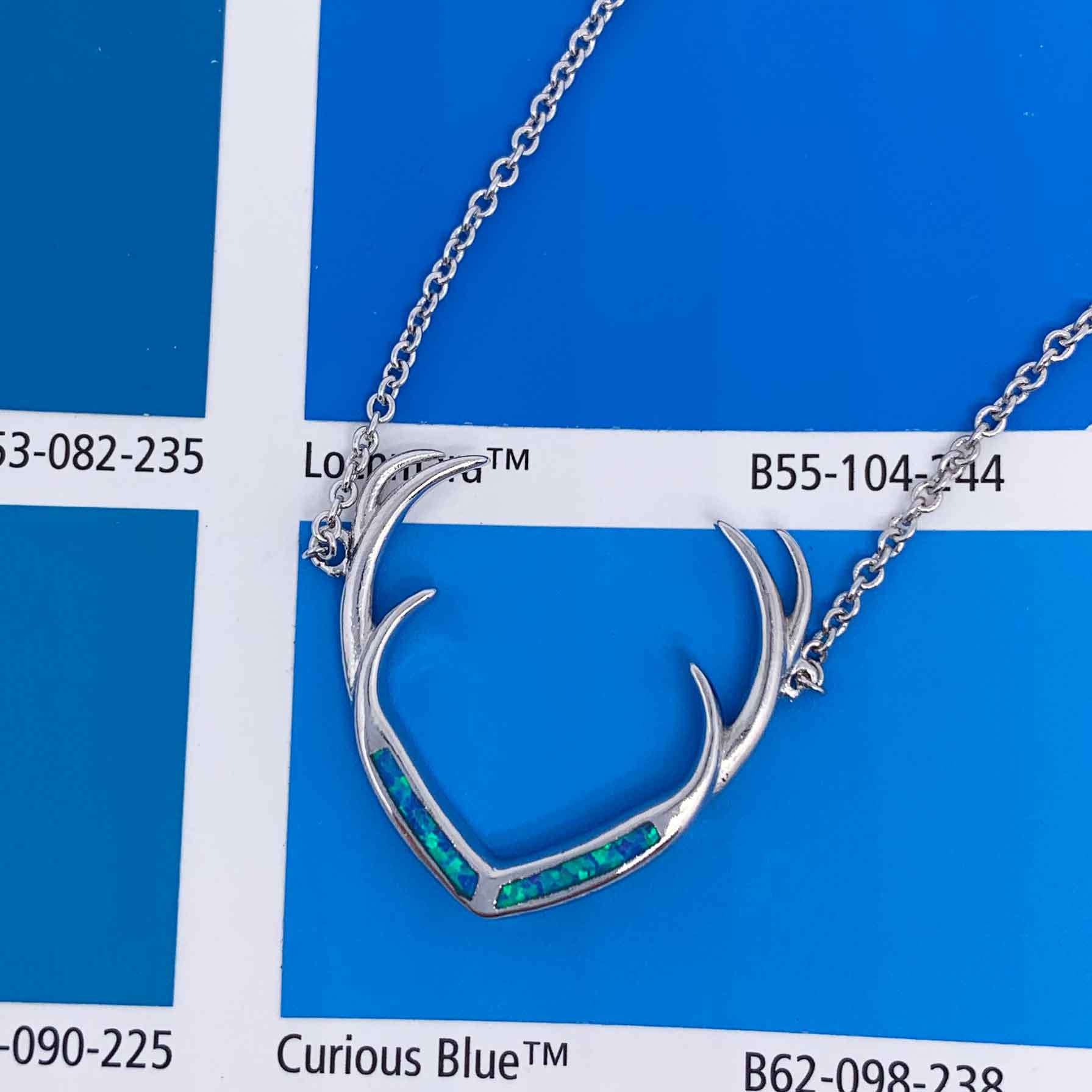 stag deer antlers opal silver nz necklace pendant