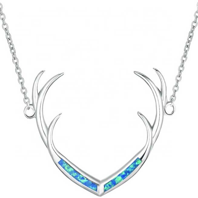 stag deer antlers opal silver nz necklace pendant