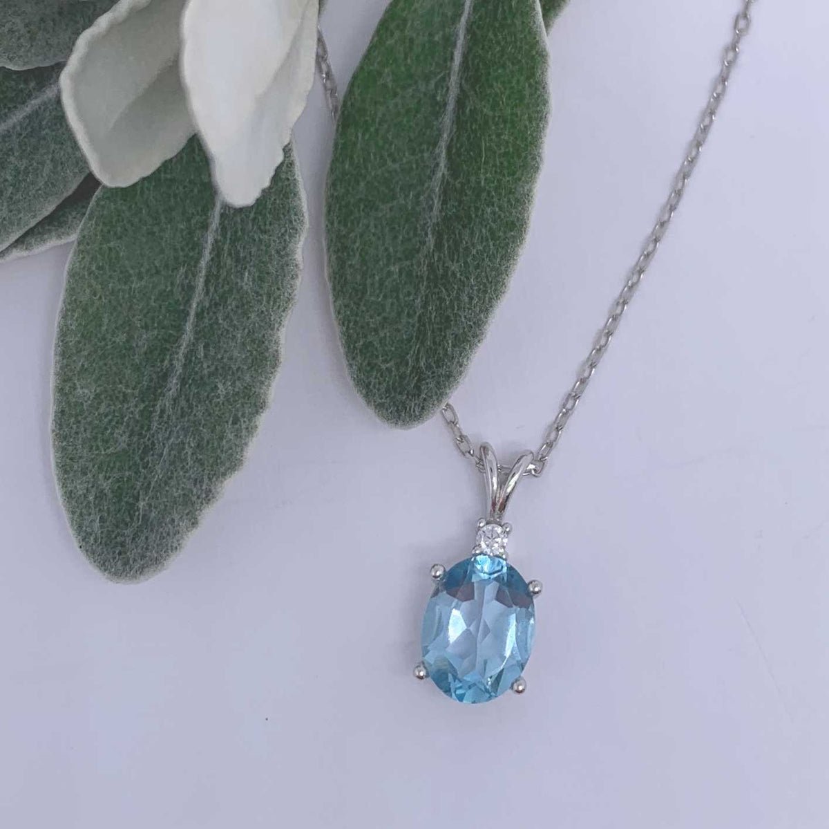 925 Sterling Silver Sky Blue Topaz Necklace "Kerry"
