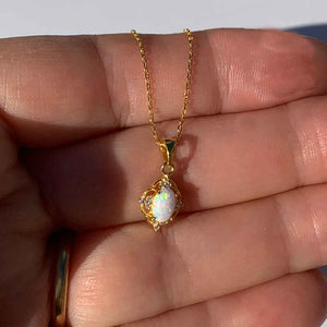 gold necklace opal pendant size