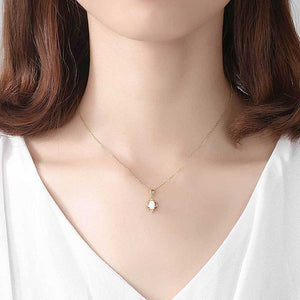 gold necklace opal pendant neck