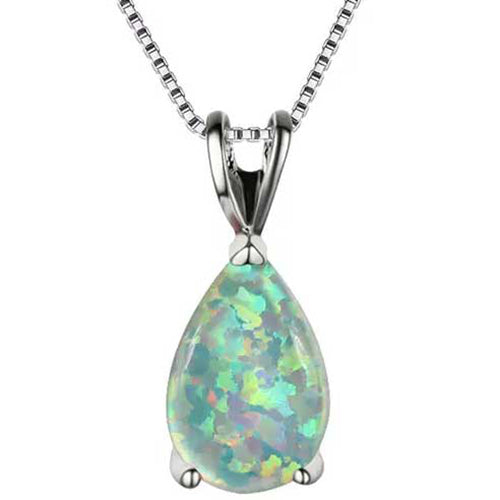 green opal silver pendant necklace