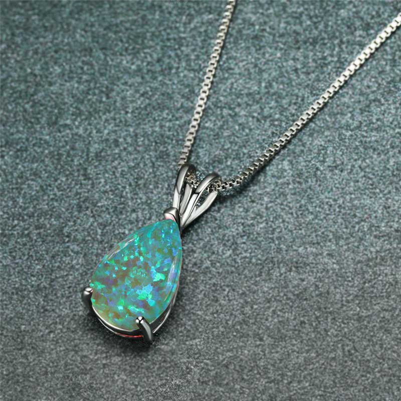green opal silver pendant necklace