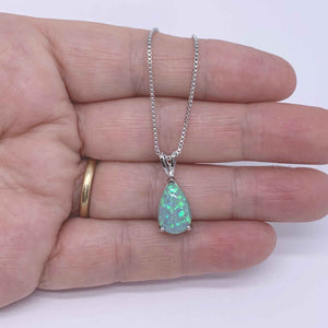 green opal silver pendant necklace