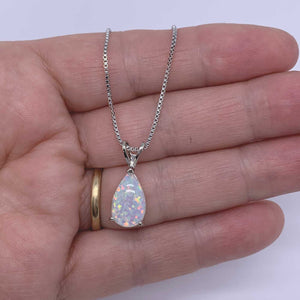 white opal silver necklace jewellery