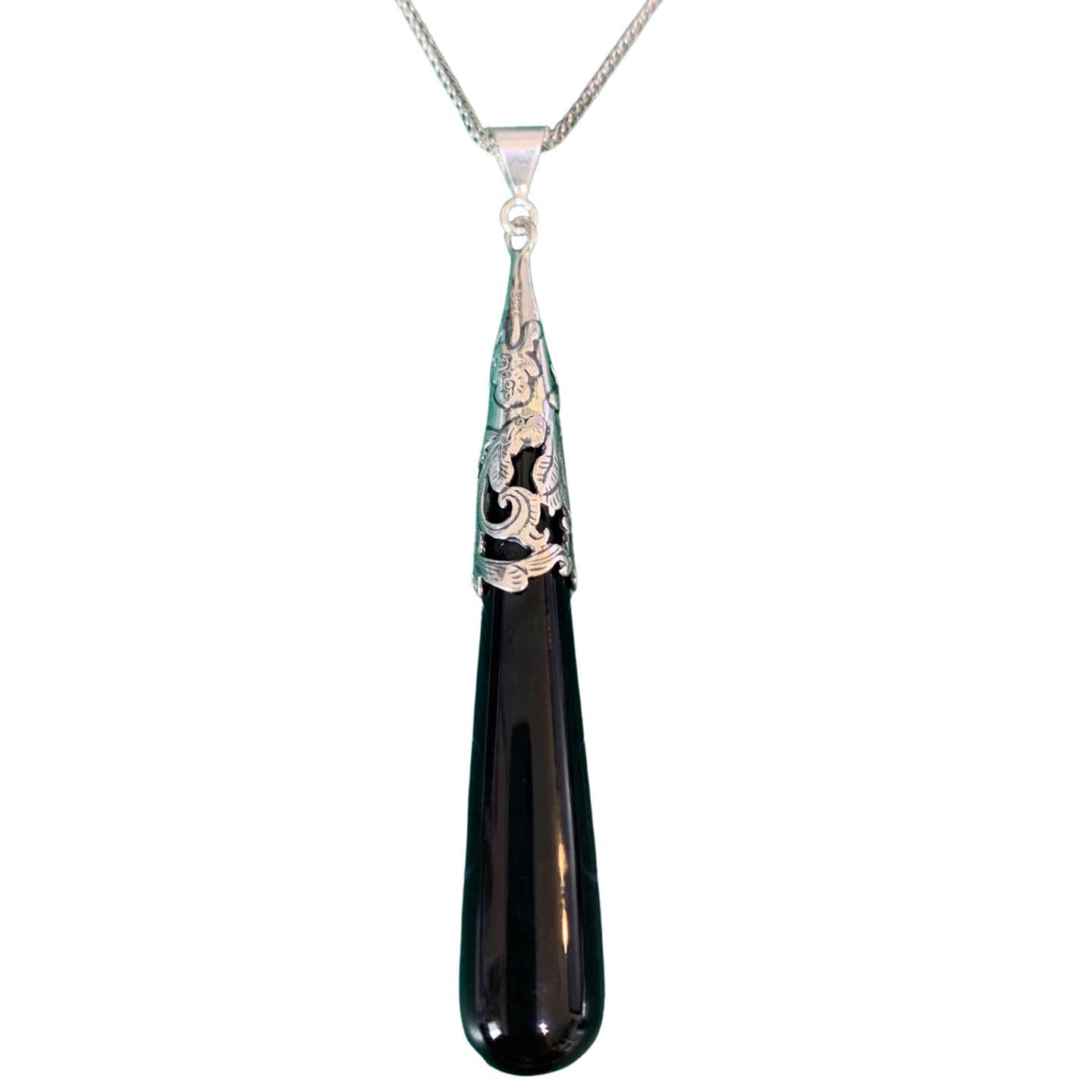 black onyx silver sterling necklace