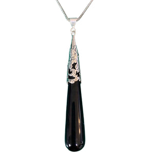 black onyx jewellery set silver chain