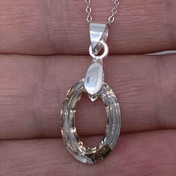 crystal oval silver necklace for women gift