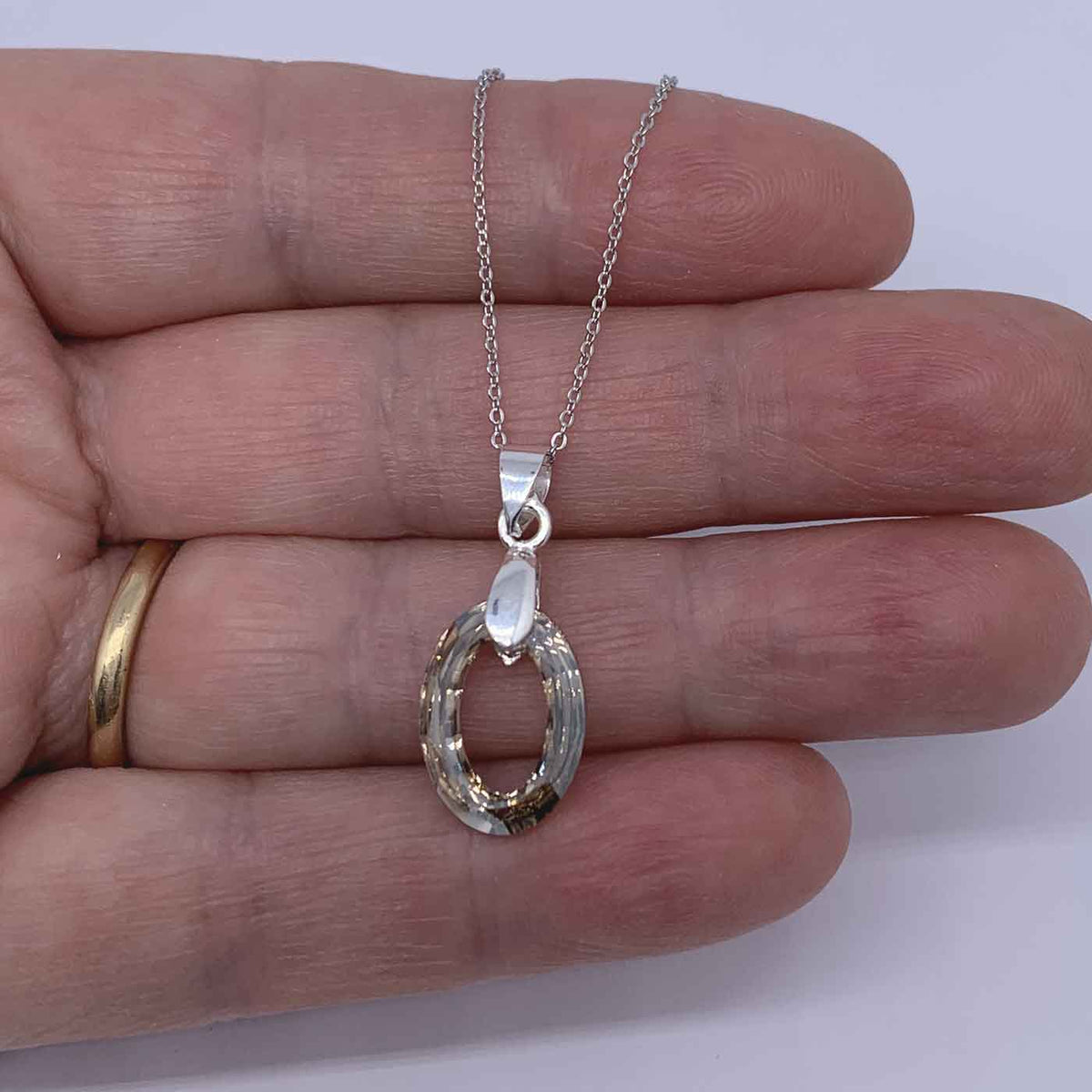 crystal oval silver necklace for women gift