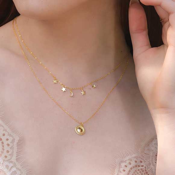 gold disc pendant necklace chain