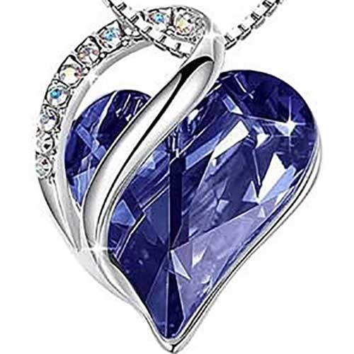 crystal silver heart necklace deep purple