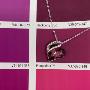 crystal silver heart necklace ruby