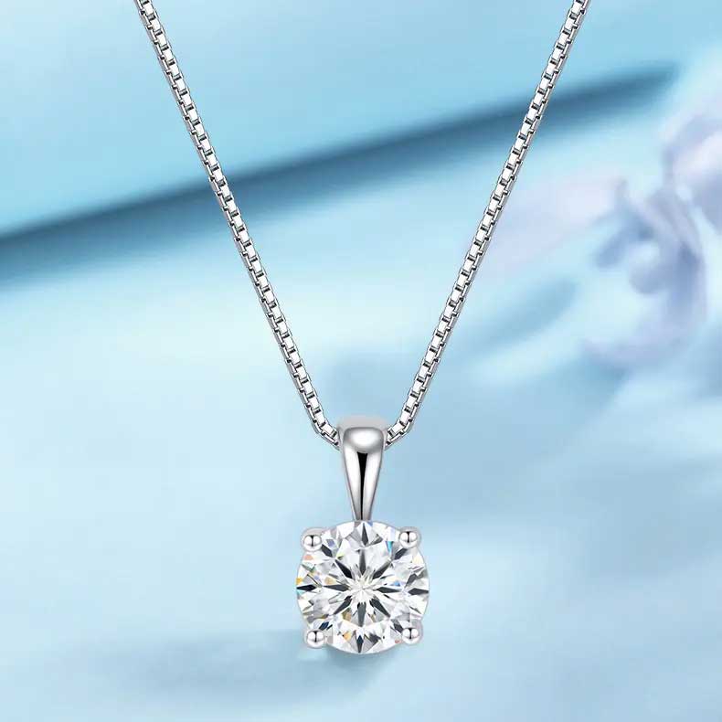moissanite diamond pendant necklace bridal wedding