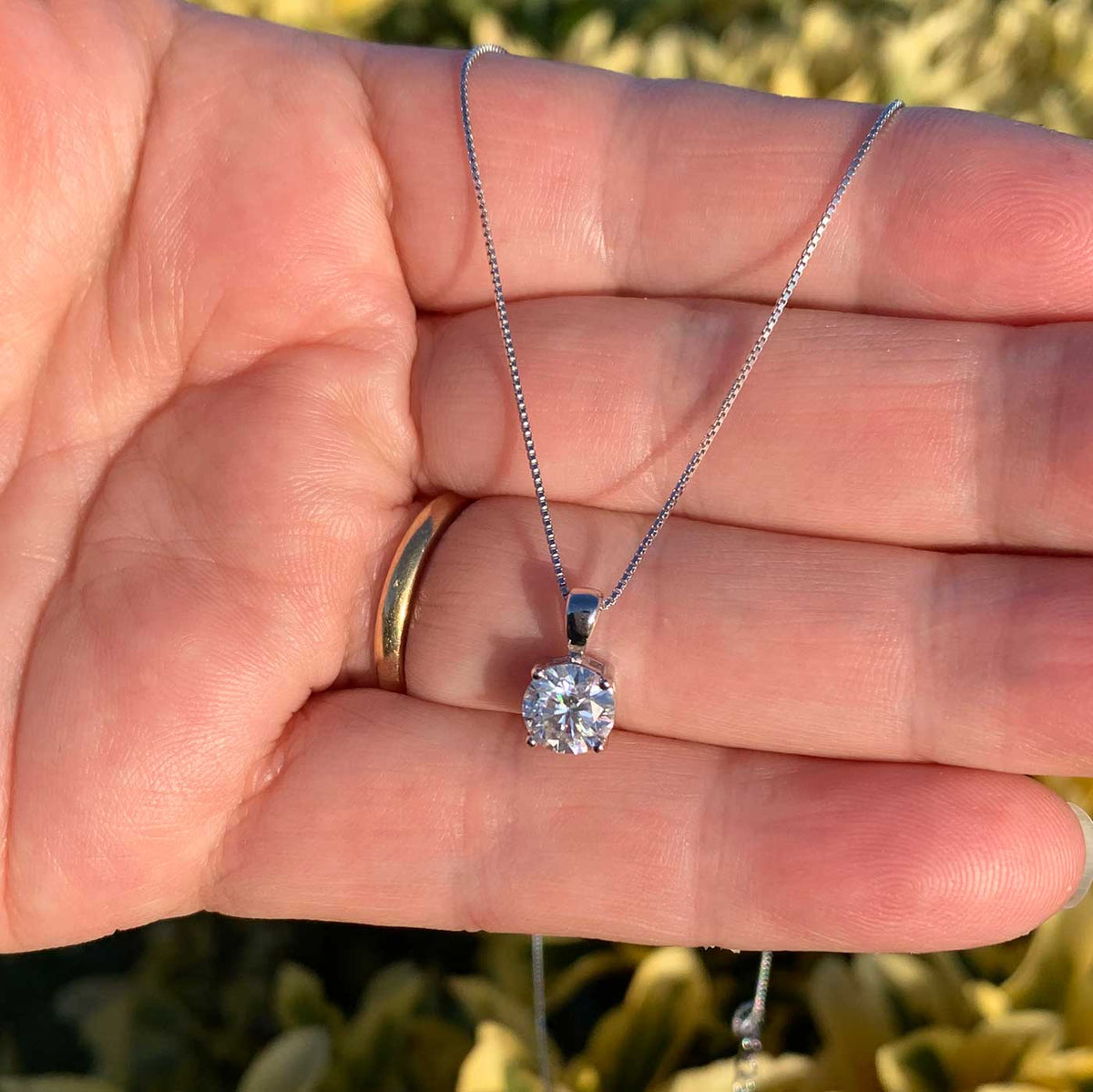 moissanite diamond pendant necklace bridal wedding