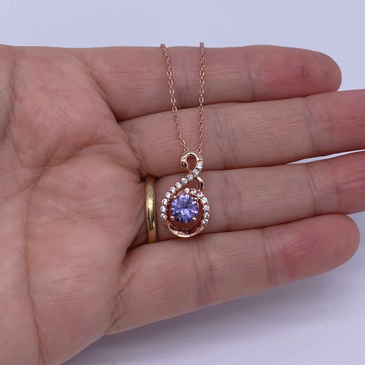 rose gold necklace alexandrite stone