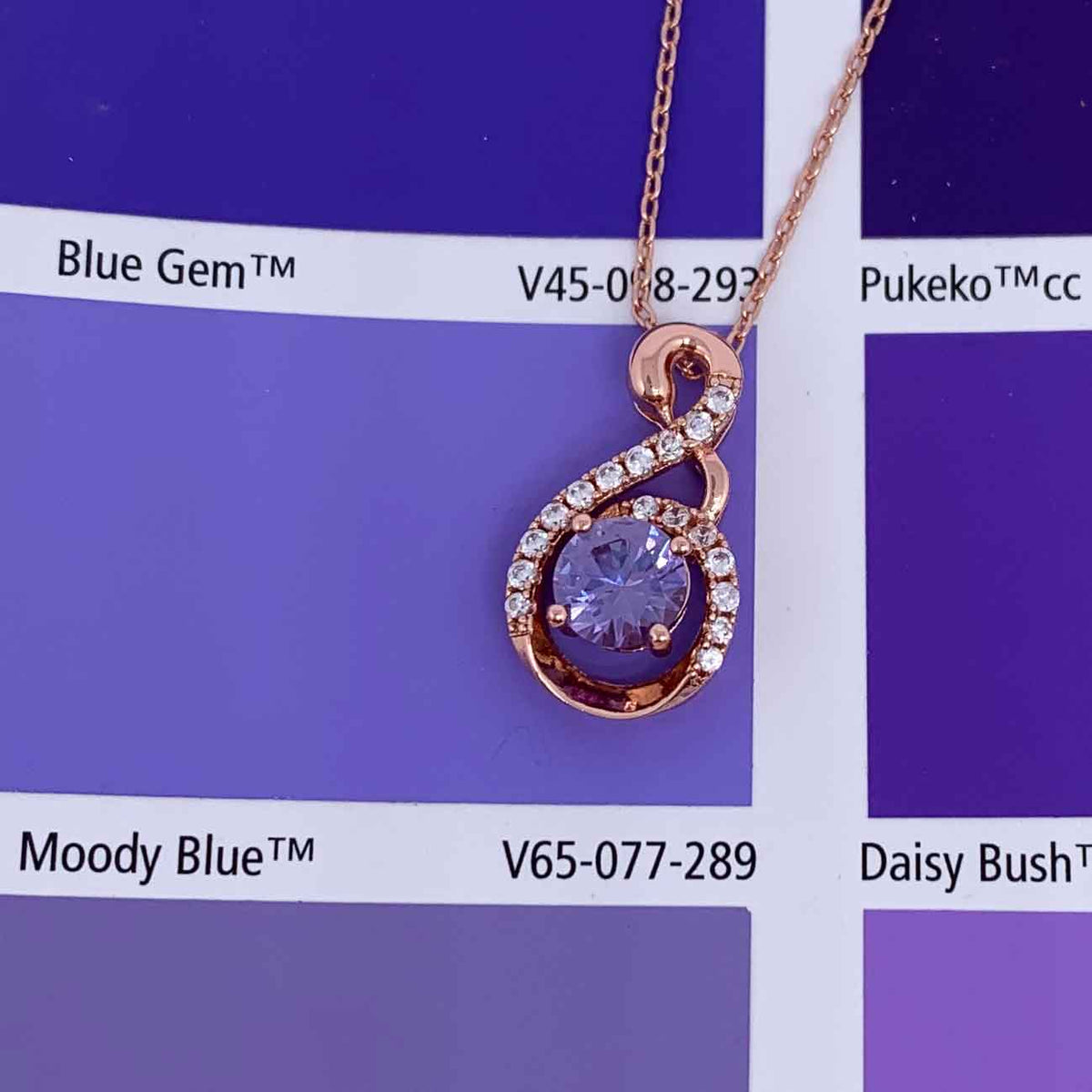 rose gold necklace alexandrite stone