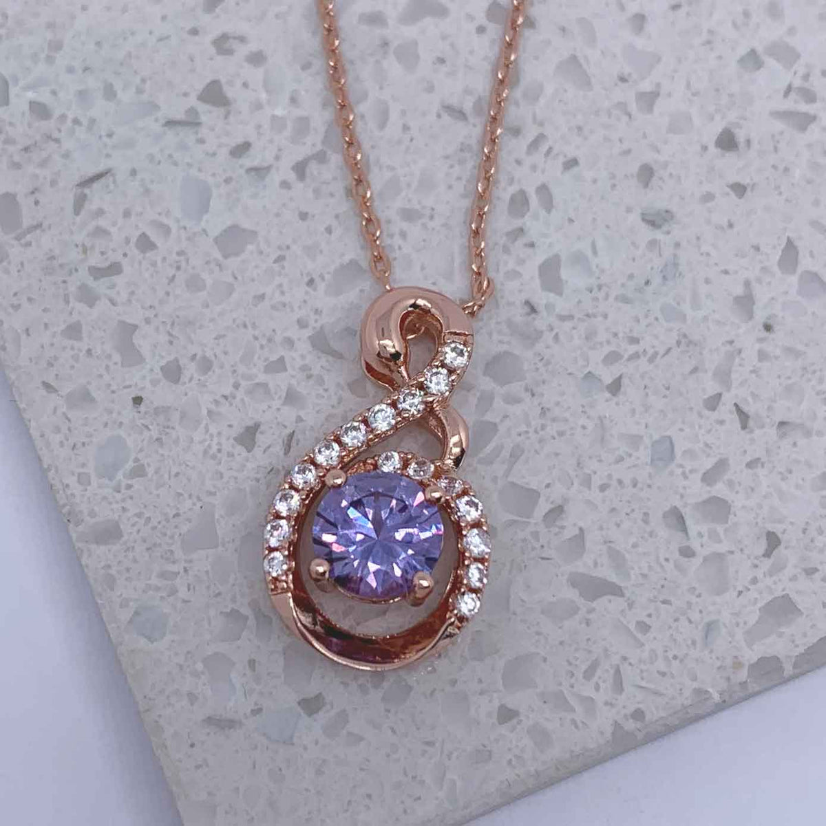 rose gold necklace alexandrite stone