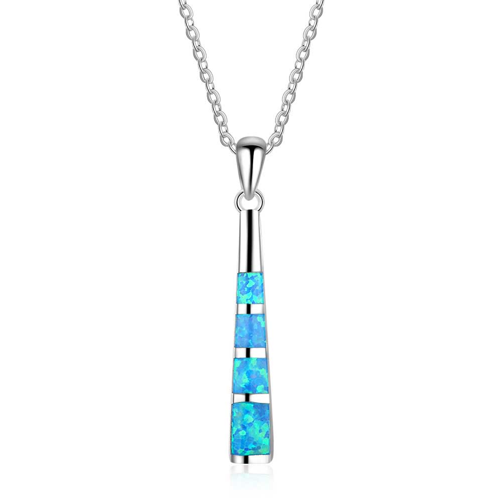 blue opal silver necklace